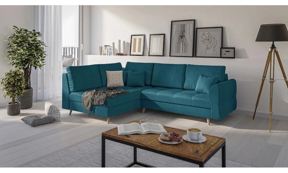 Tyrkysovomodrá rohová pohovka (ľavý roh) Ariella - Ropez