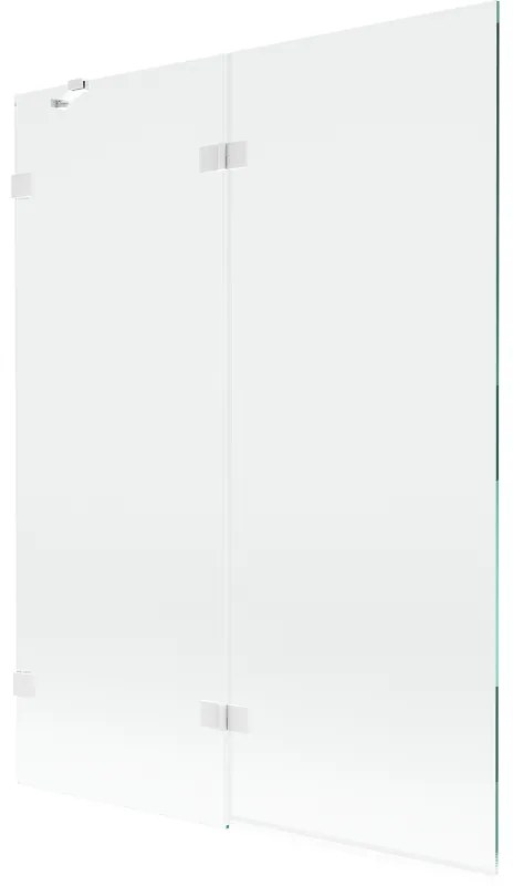 Mexen Lunar, 2-krídlová vaňová zástena ľavá 130 x 150 cm, číre sklo, biela, 897-130-100-20-00-L