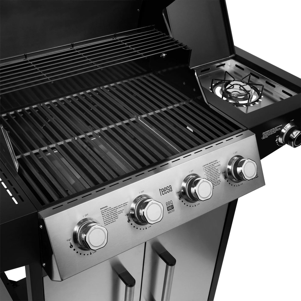 Teesa TSA0251 Plynový gril 5007 MASTER, 5 horákov, 12 kW, čierno-strieborný