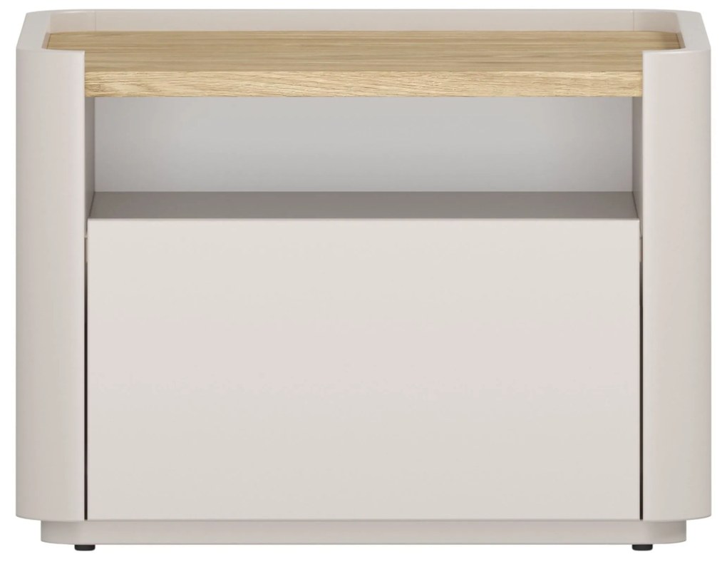 Nočný stolík Elivo 50 cm so zásuvkou - kašmírová / dub olejovaný