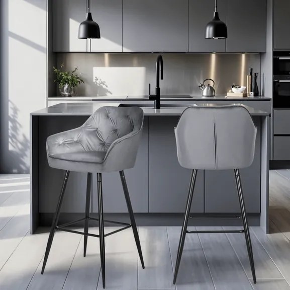 Barová stolička ANDY – sivý velúr