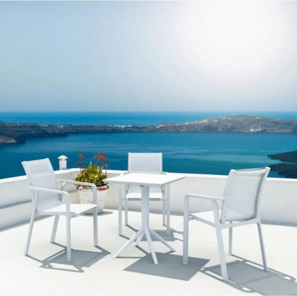 PACIFIC záhradná stolička s podrúčkami white