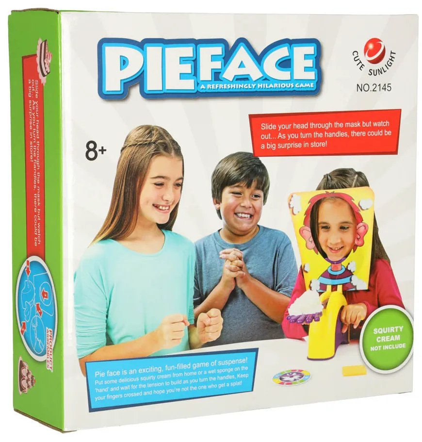 KIK Pie Face Cake – spoločenská rodinná hra Koláč do tváre, zábavná párty hra pre deti