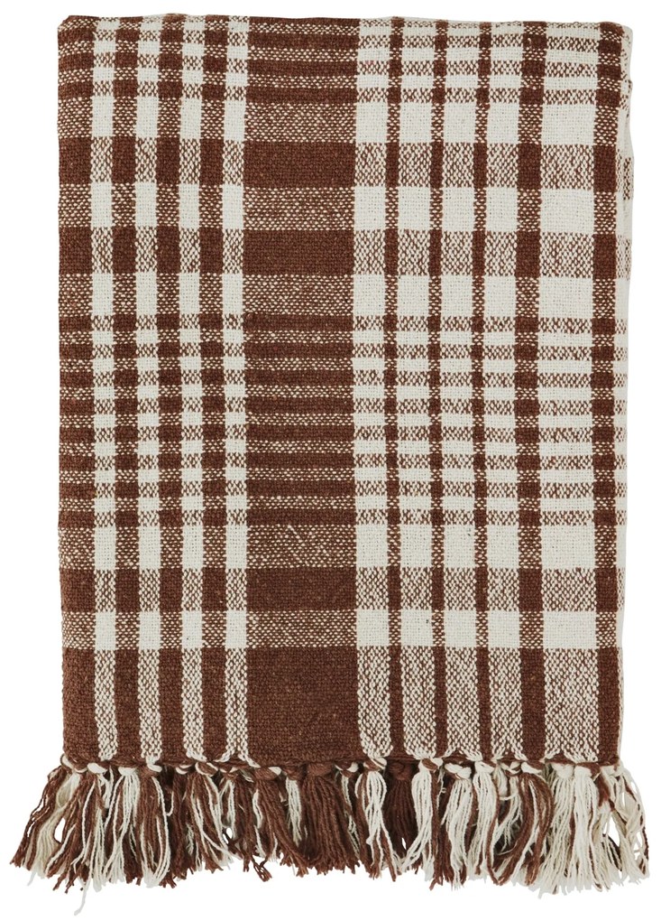 MADAM STOLTZ Prehoz z recyklovanej bavlny Cinnamon 125 × 175 cm
