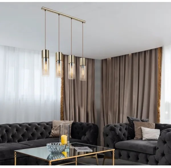 GLOBO 21000-4HM - Luster na lanku ANNIKA 4xE27/25W/230V mosadz