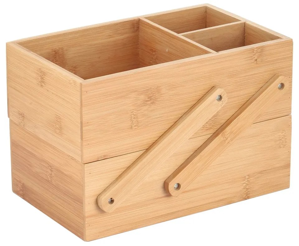 Bambusový kúpeľňový organizér na kozmetiku v prírodnej farbe Isalys – MSV