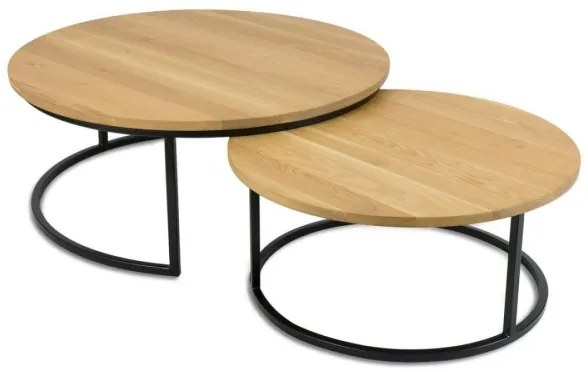 SADA 2x Konferenčný stolík OAKLOFT 38x90 cm čierna/dub