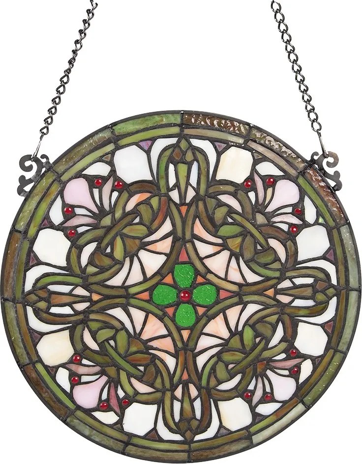 Sklenený okrúhly závesný Tiffany panel - Ø 30*1 cm
