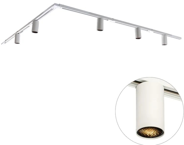 Moderný koľajnicový systém s 5 bodovými svetlami biely 1-fázový GU10 35 mm - Iconic Ruby