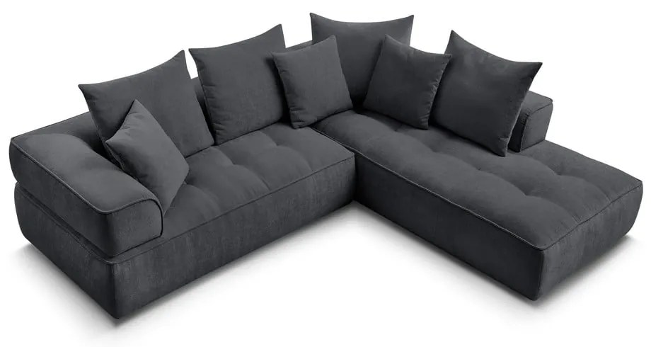 Tmavosivá ženilková rohová pohovka (pravý roh/do L) Whesley – Bobochic Paris