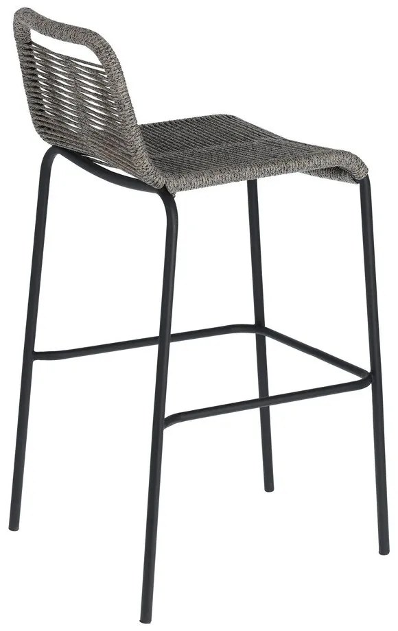 Sivá barová stolička s oceľovou konštrukciou Kave Home Glenville, výška 74 cm