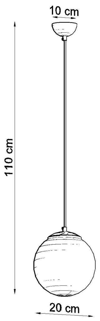 Závesné svietidlo Ugo, 1x biele sklenené tienidlo, (fi 20 cm), ch