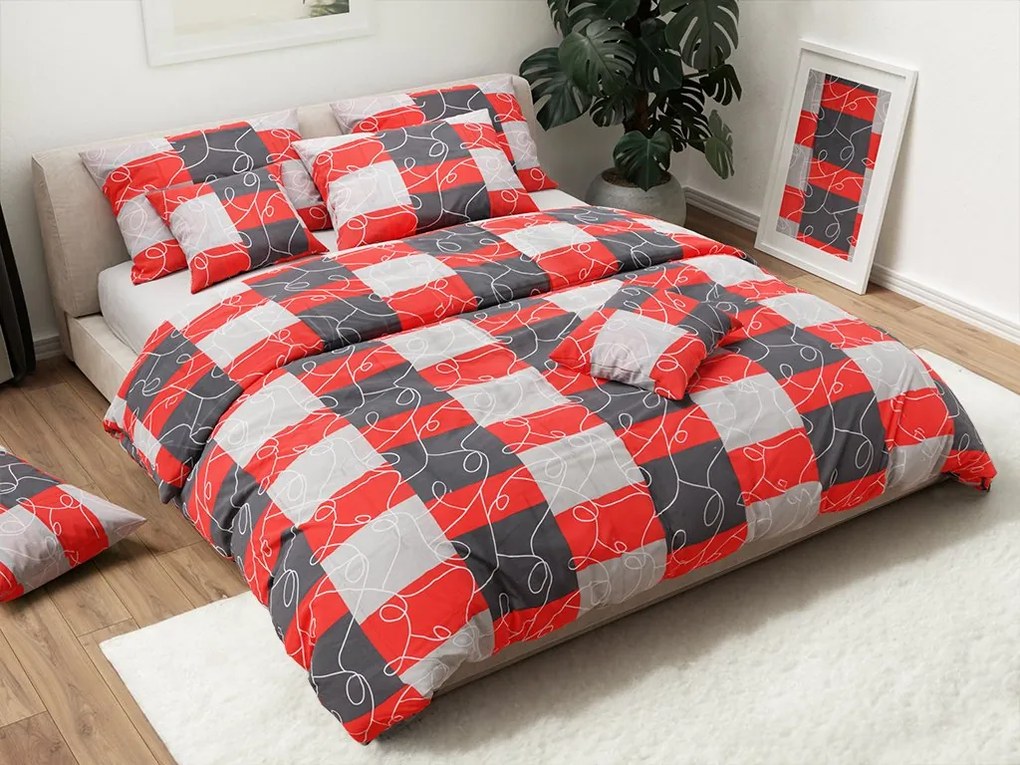 Bavlnené obliečky SQUARES BLEND červené Rozmer obliečky: 70 x 90 cm | 140 x 200 cm