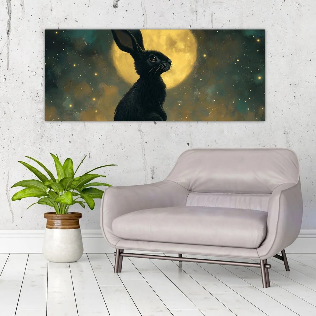 Obraz - Zajac s mesiacom (120x50 cm)