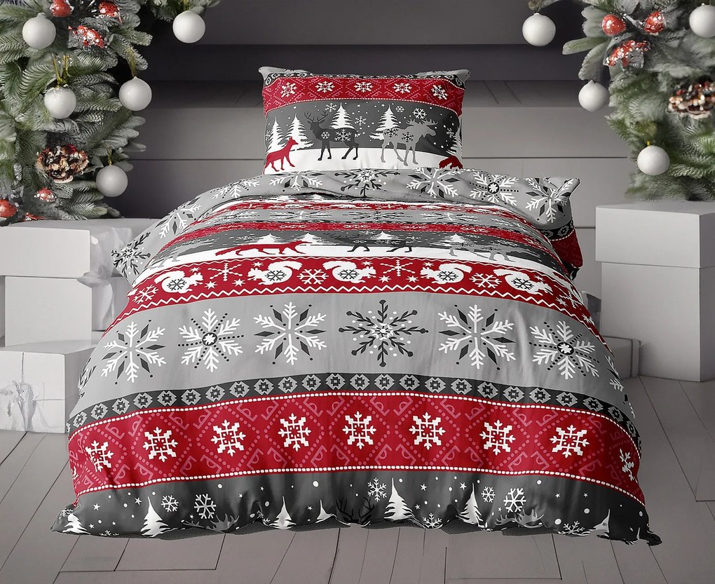 Flanelové obliečky SNOWY FOREST sivá Rozmer obliečky: 70 x 90 cm | 140 x 200 cm