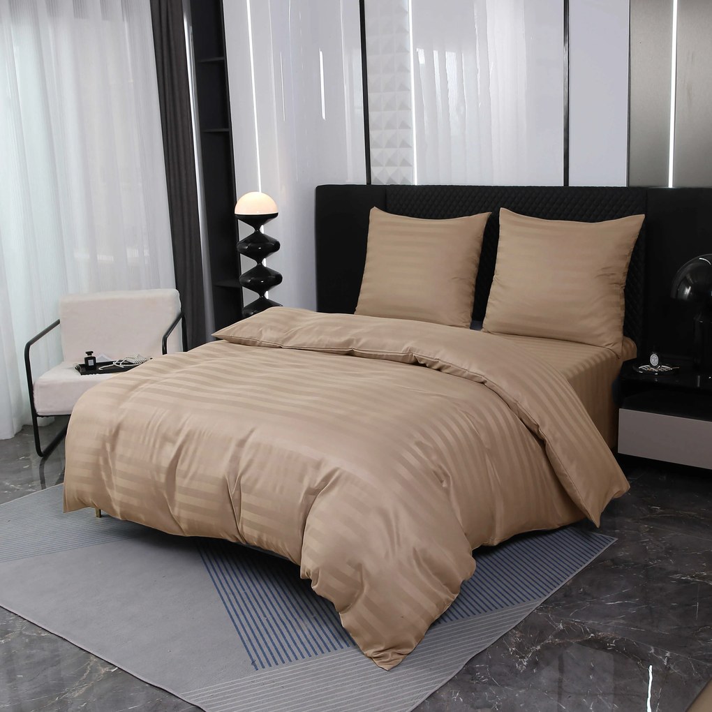 Hotelové obliečky z mikrovlákna JASMINE béžové - prúžok 2 cm Rozmer obliečok: 70 x 90 cm | 140 x 200 cm