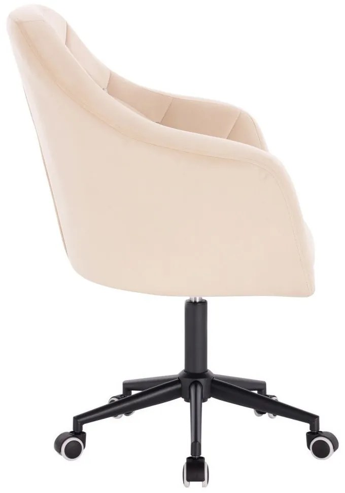 LuxuryForm DESIGN Kreslo ROMA VELUR na čiernej podstave s kolieskami - krémové