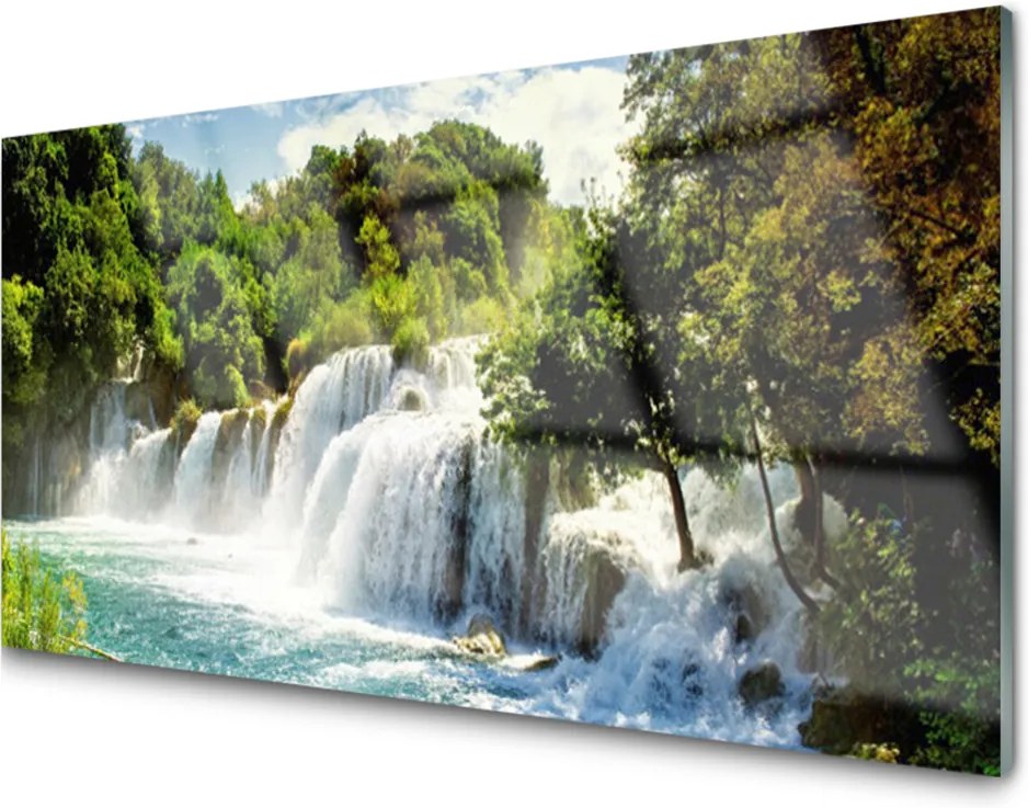 Skleněný obraz Vodopád Príroda Les