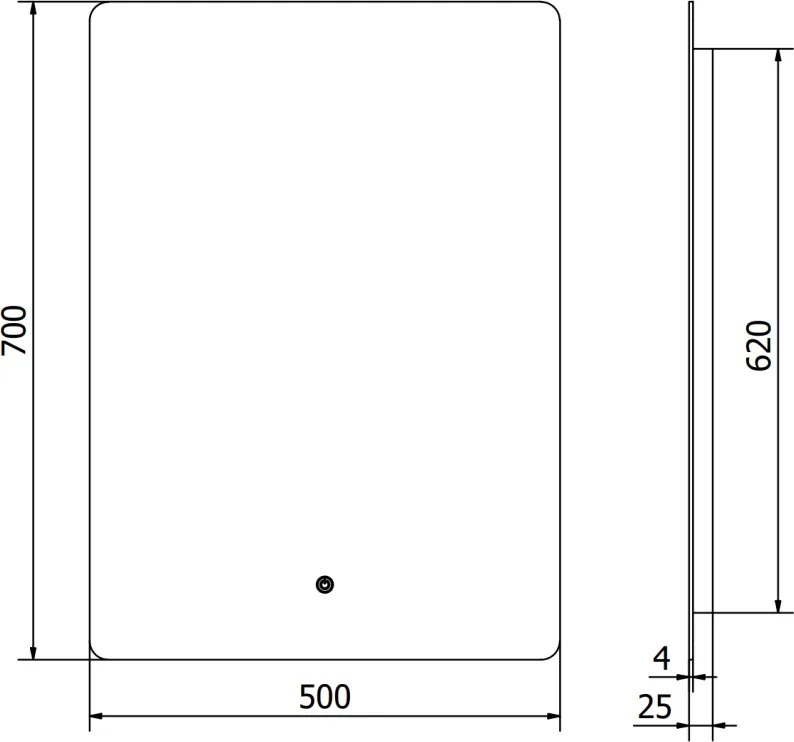 Mexen Sun, LED kúpeľňové zrkadlo s podsvietením 50 x 70 cm, 6000K, ochrana proti zahmlievaniu, 9807-050-070-611-00