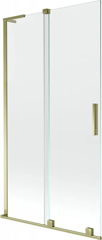 Mexen Velar L, 2-krídlová posuvná vaňová zástena 100 x 150 cm, 8mm číre sklo, zlatý lesklý profil, 896-100-003-01-50