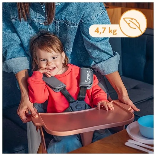 Lionelo - Detská jedálenská stolička 2 v 1 KOEN Pink Rose