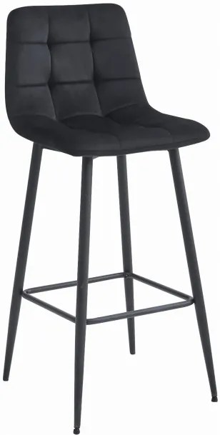 Set štyroch barových stoličiek ARCETO zamatové čierne (čierne nohy) 4 ks