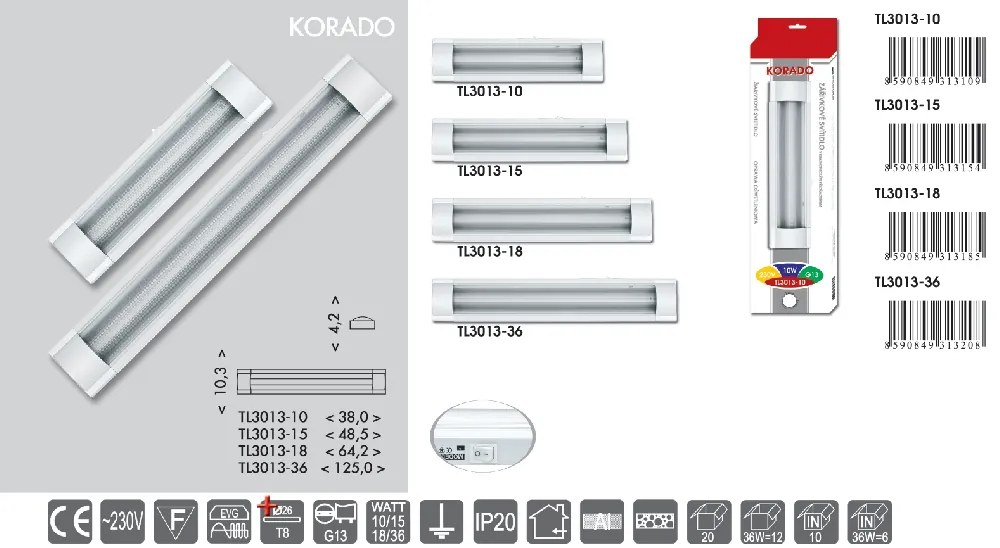 Zářivkové svítidlo Ecolite Korado TL3013-10