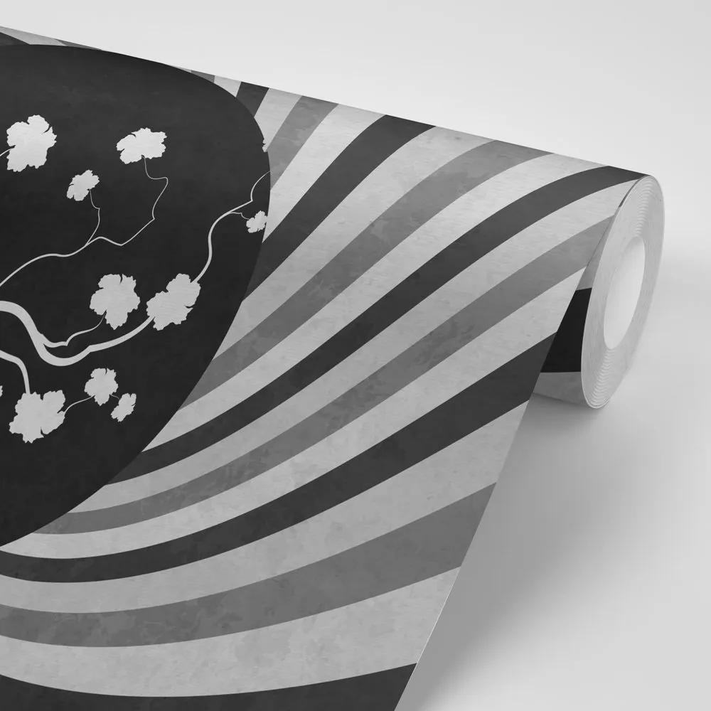 Samolepiaca tapeta čiernobiele azíjské grunge pozadie - 150x100