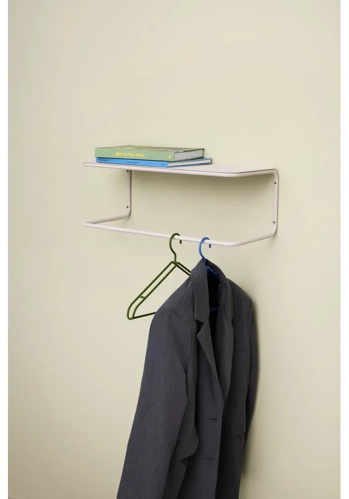 Biely kovový nástenný vešiak s poličkou Welcome – Hübsch