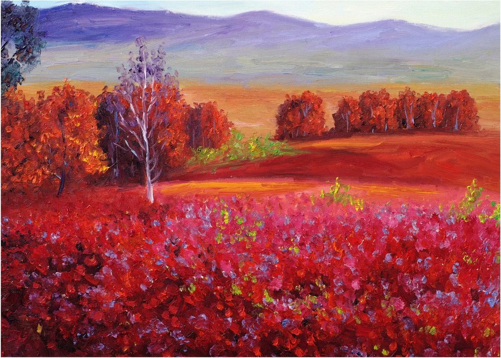 Obraz červenej krajiny (70x50 cm)