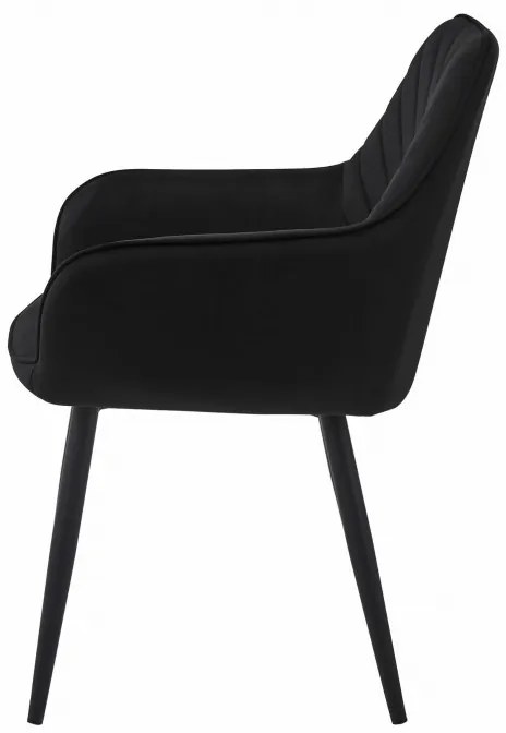 Set dvoch jedálenských stoličiek NANA zamatové, čierne (čierne nohy) 2 ks