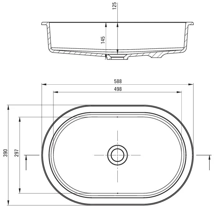 Deante Silia, granitové umývadlo na zapustenie zdola 588x390x145 mm, šedá metalíza, DEA-CQS_SU6U
