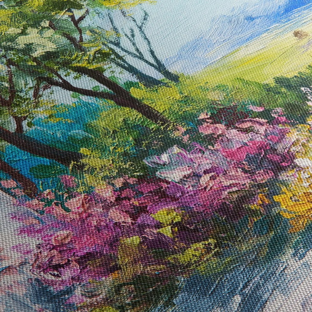 Obraz záhradky pred domom, olejomaľba (90x60 cm)