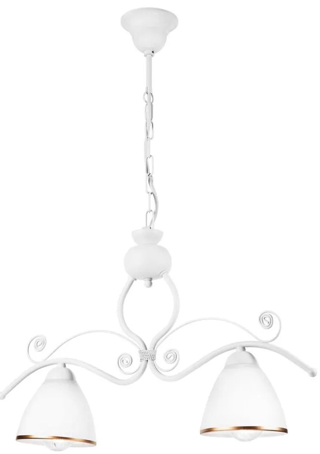 Luster na reťazi RETRO 2xE27/60W/230V matná biela