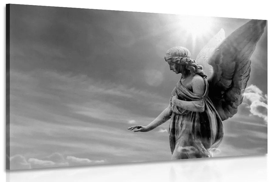 Obraz nádherný čiernobiely anjel na nebi Varianta: 120x80