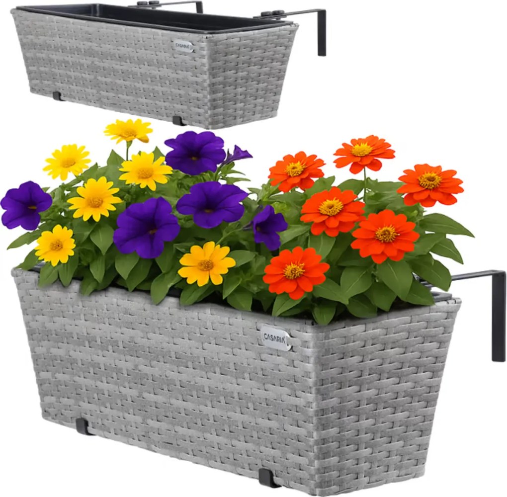 Závěsný balkonový květináč s vnitřní vložkou Plantero šedý