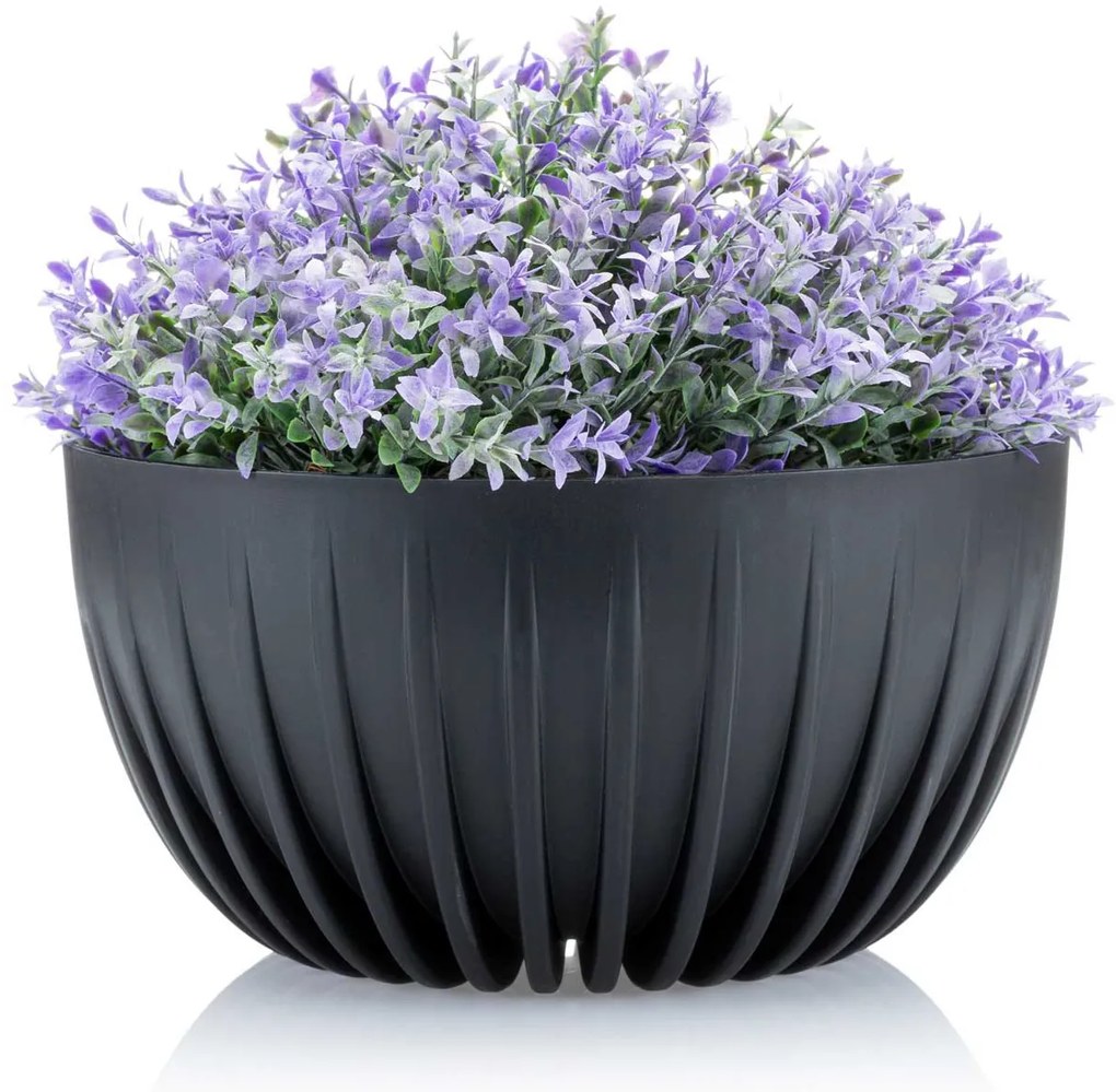PLASTOVÝ KVETINÁČ STRIPPED ECO 16X30 CM ČIERNA