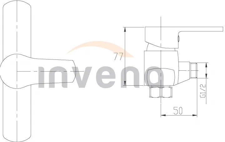Invena Verso, nástenná sprchová batéria 150mm, chrómová, INV-BN-82-001-C