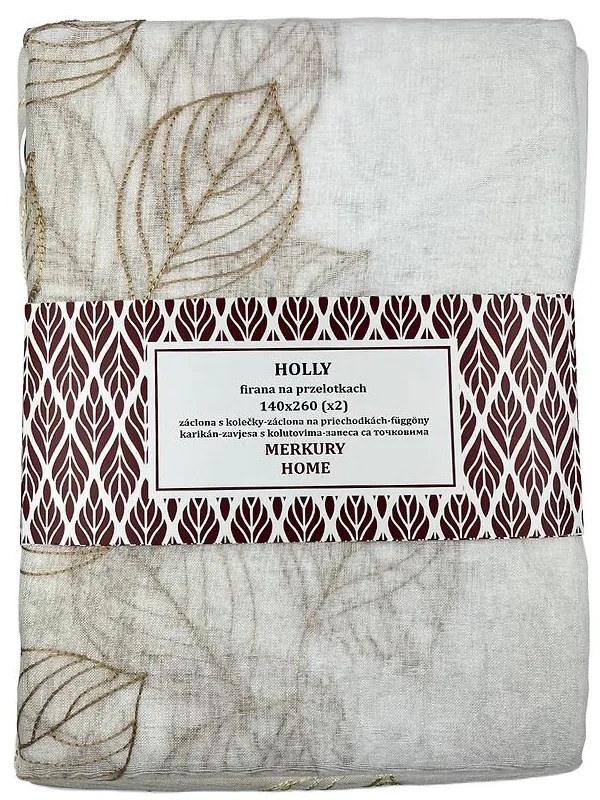 Záclona na priechodkách Holly polyester béžová 140x260 Merkury Home II/22