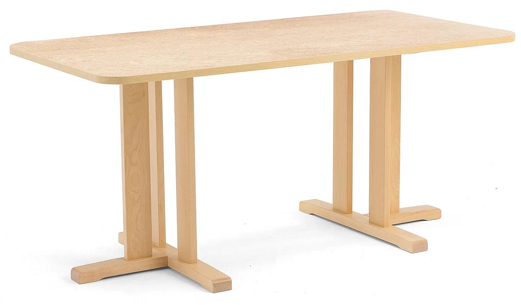 Stôl KUPOL, obdĺžnik, 1600x800x720 mm, linoleum - béžová, breza