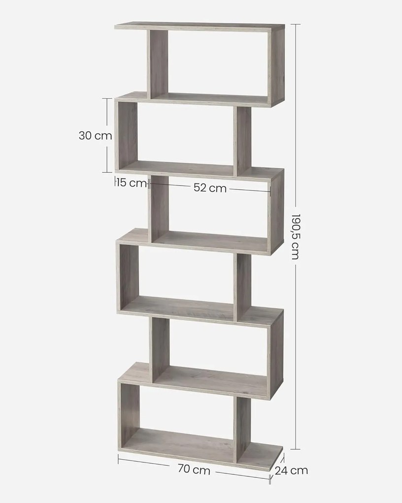 Knihovna Vasagle Zdelia šedá