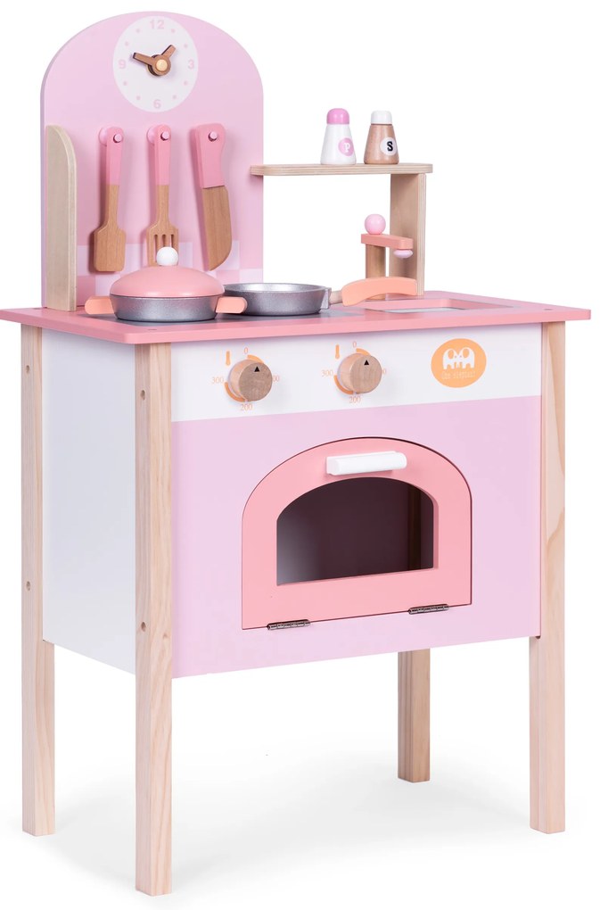 Detská kuchynka ružová s 8 príslušenstvom, batéria na rúru, drez, ECOTOYS