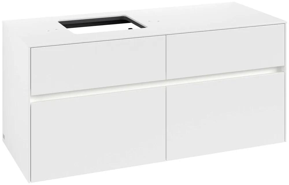 VILLEROY &amp; BOCH Collaro závesná skrinka pod umývadlo na dosku (umývadlo vľavo), 4 zásuvky, s LED osvetlením, 1200 x 500 x 548 mm, White Matt, C129B0MS
