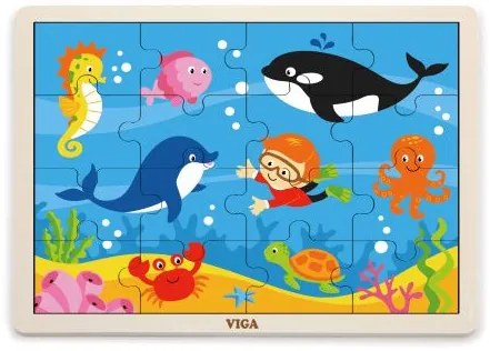 Viga drevené puzzle 16 dielikov - oceán