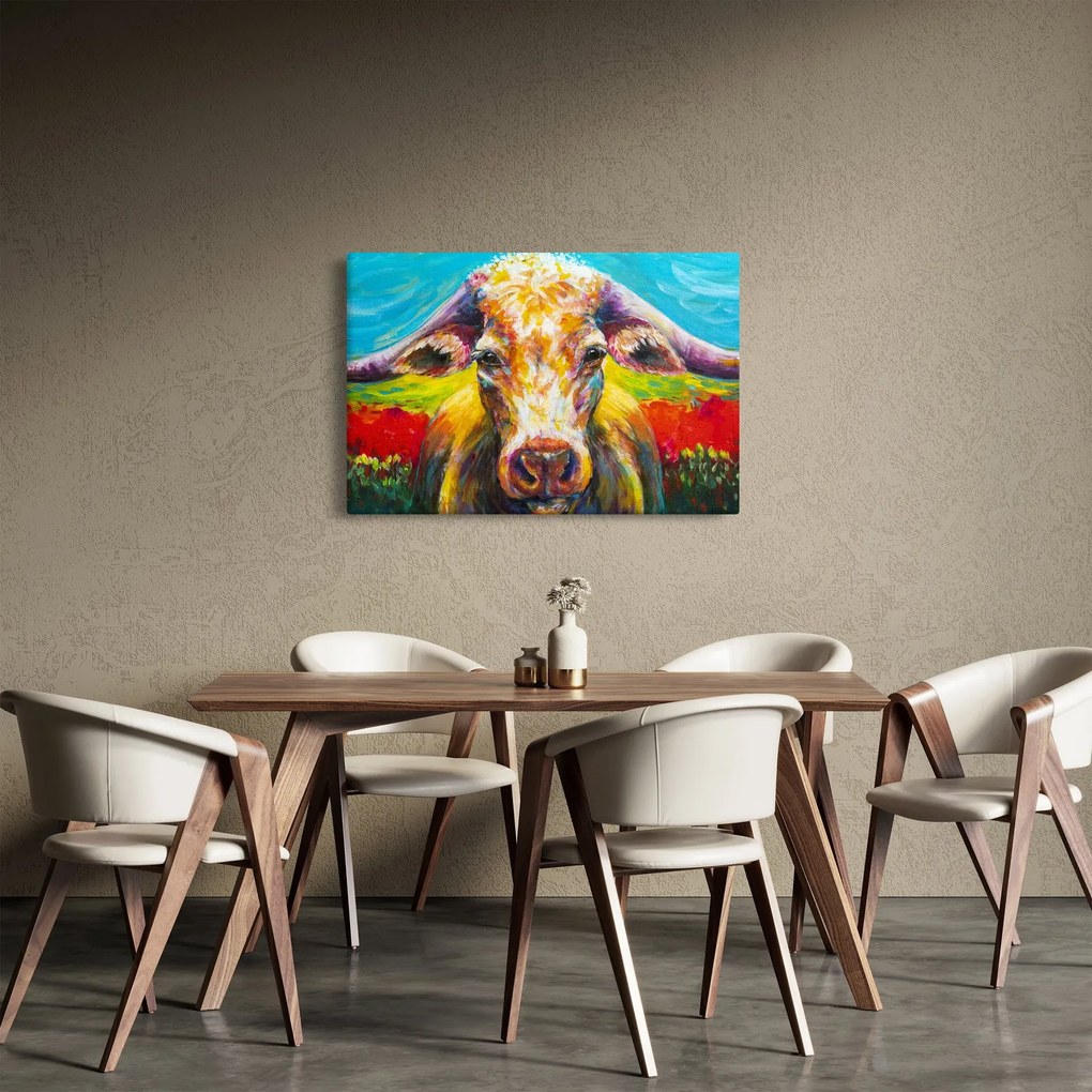 Obraz - Maľovaná krava (90x60 cm)