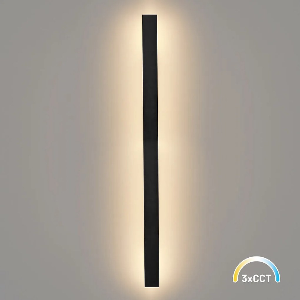 Exteriérové nástenné LED svietidlo Wow, 1x LED 20w, 3CCT, čierna, (120 cm)