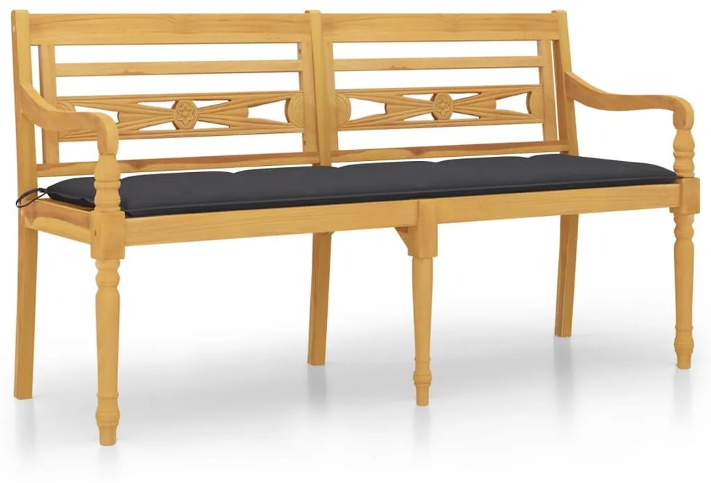vidaXL Lavička Batavia s antracitovou podložkou 150 cm tíkový masív