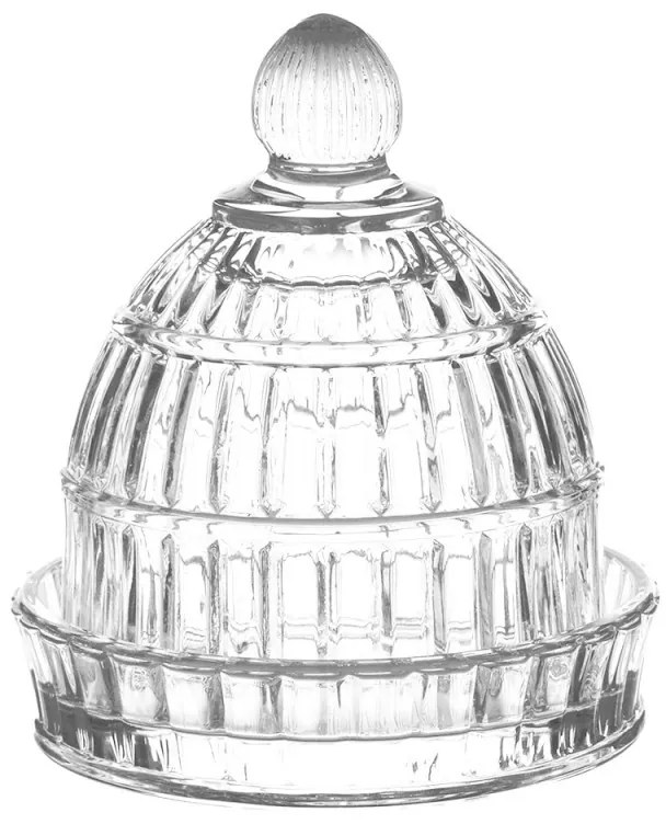 Sklenená dóza na cukríky v tvare tortičky - Ø 9*10 cm