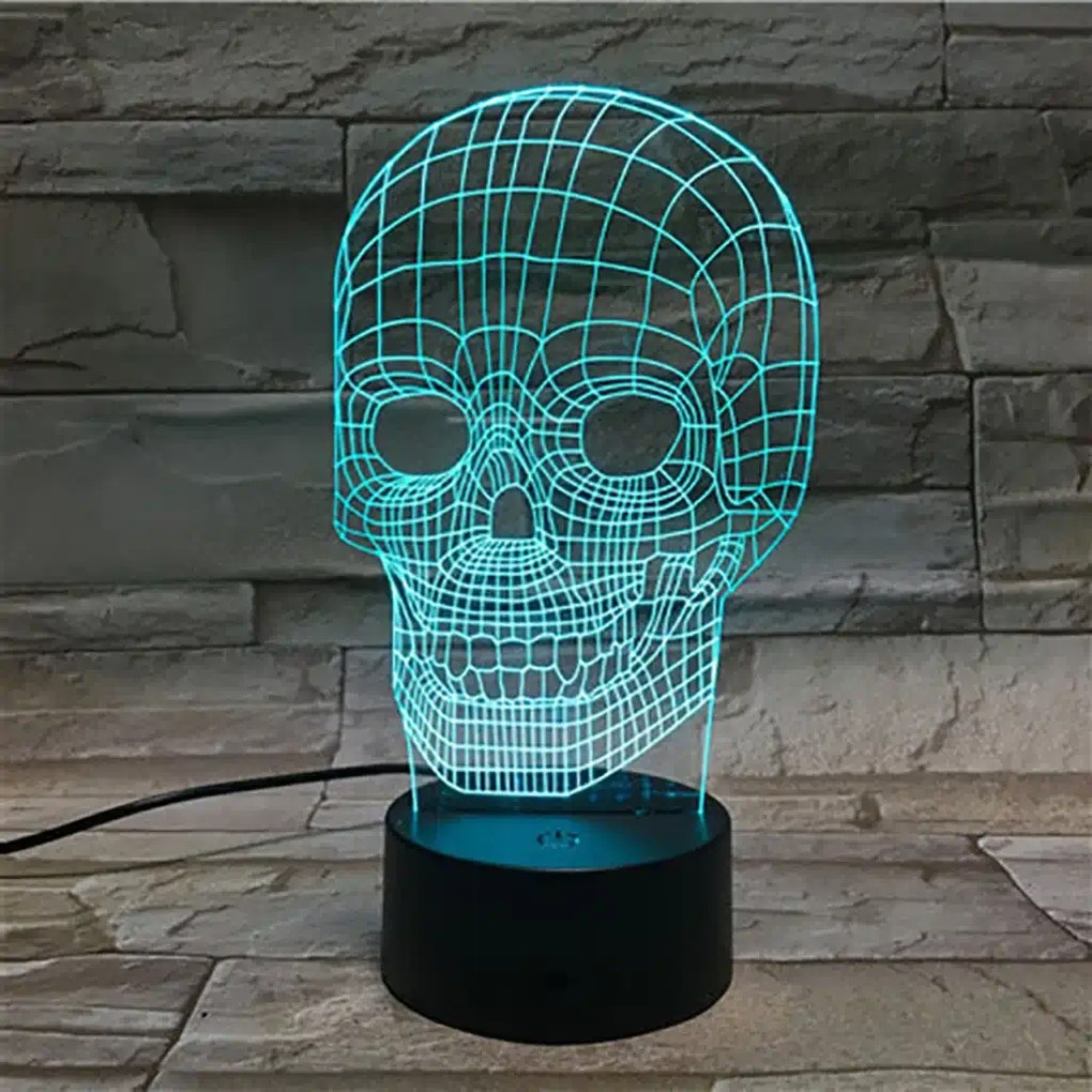 3Dmix 3DL-WD031 – 3D LED nočná lampa - Lebka (Wood)