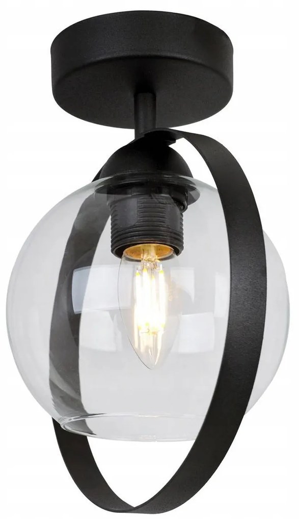 Stropné svietidlo Haga Ring, 1x transparentné sklenené tienidlo